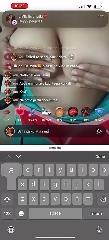 tango girl boob pressing