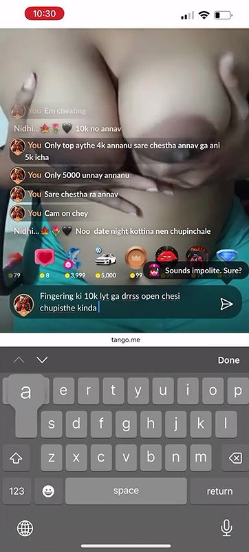 tango girl boob pressing