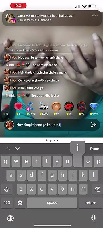 tango girl boob pressing
