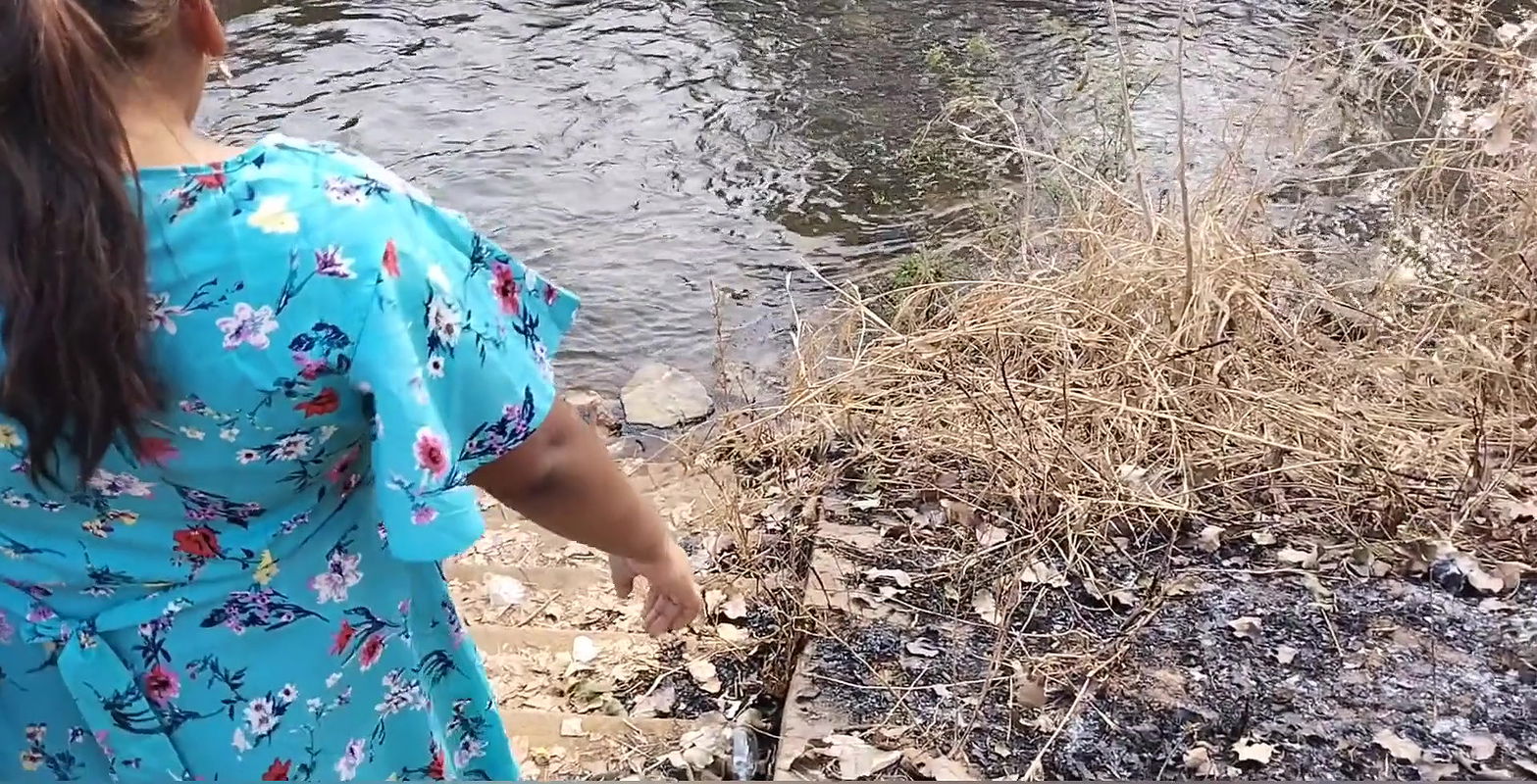 Hot desi sexy girl having fun here with village boyfriend taking bath on river.    .