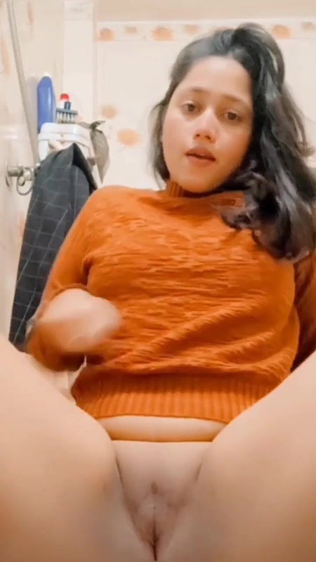 cute girl nude show in bathroom