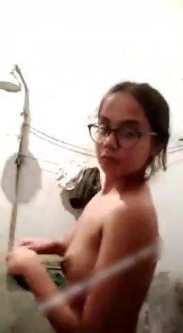 Indian cute girl in glasses showing nude body