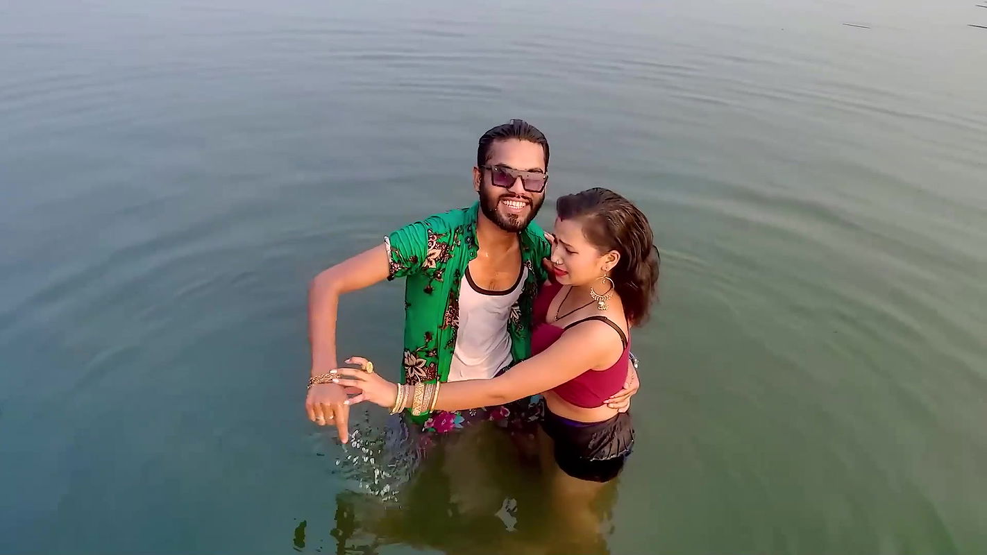 Booby Girl Gets Boobs Grabbed Smooched During Song Making in River