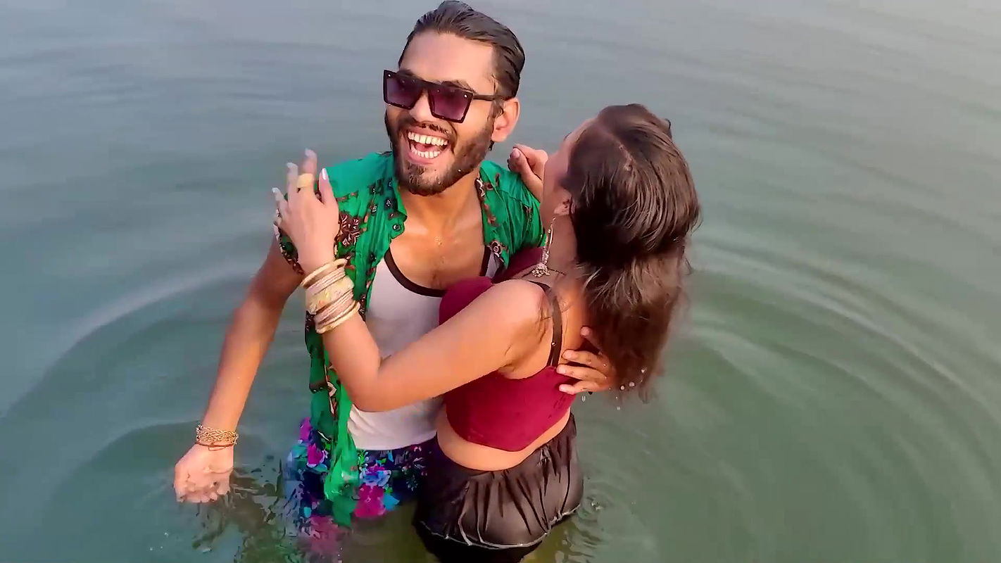 Booby Girl Gets Boobs Grabbed Smooched During Song Making in River