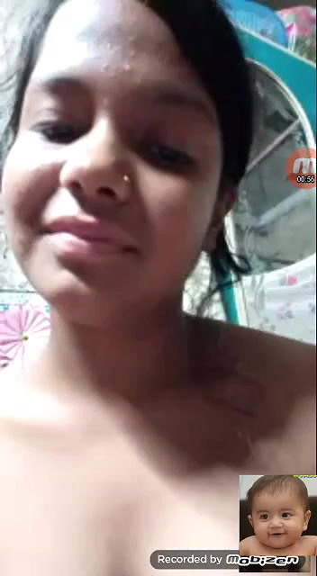 smiling beautiful girl topless on video call