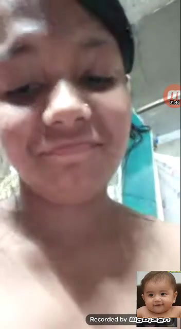smiling beautiful girl topless on video call