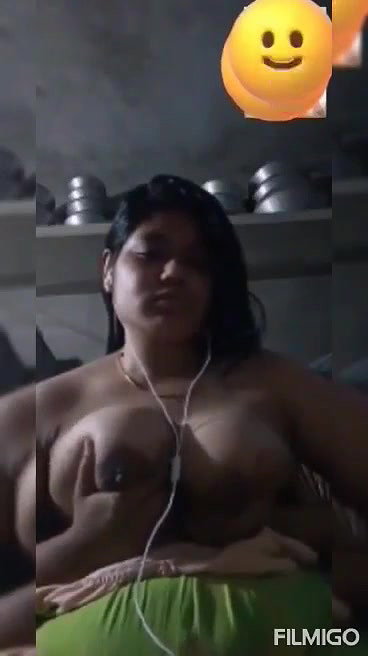 Sexy girl plays with her Big Boobs on video call