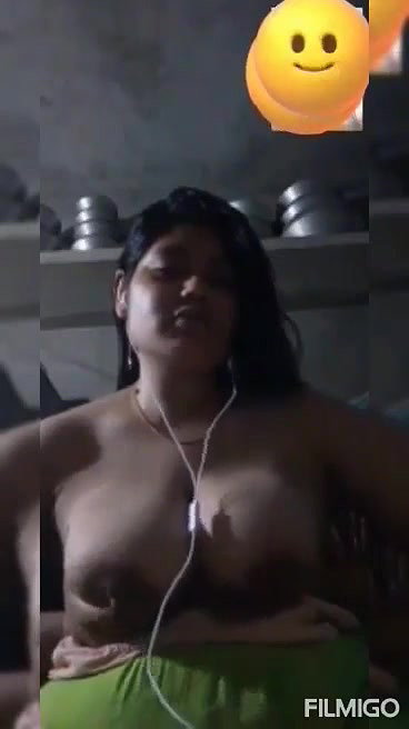 Sexy girl plays with her Big Boobs on video call