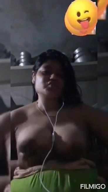Sexy girl plays with her Big Boobs on video call