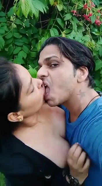 sucking boobs of gf outdoors on selfie cam