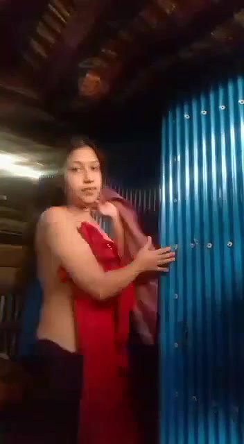 cute slum girl recording her own dress change