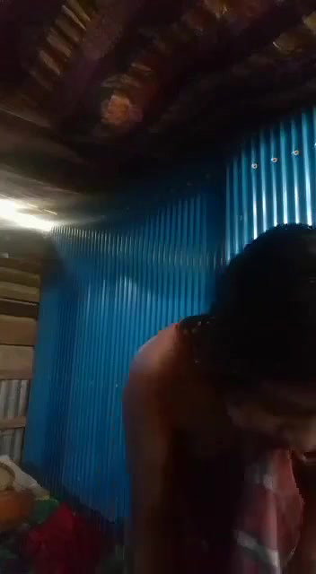 cute slum girl recording her own dress change