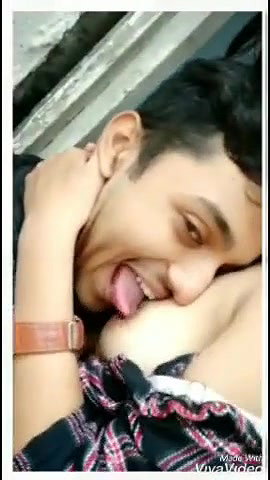 young couple kissing boobs sucking