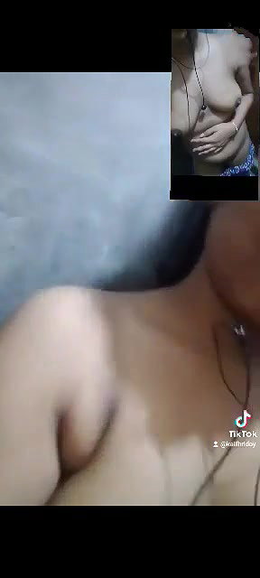 Beautiful cute girl showing on video call