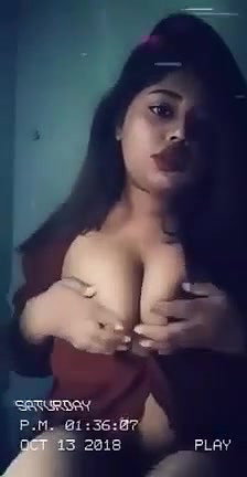 sexy Bangladeshi girl playing with her boobs