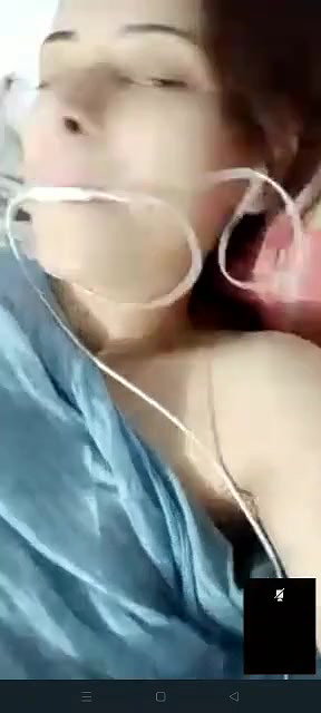 cute skinny girl showing her small tits on VC