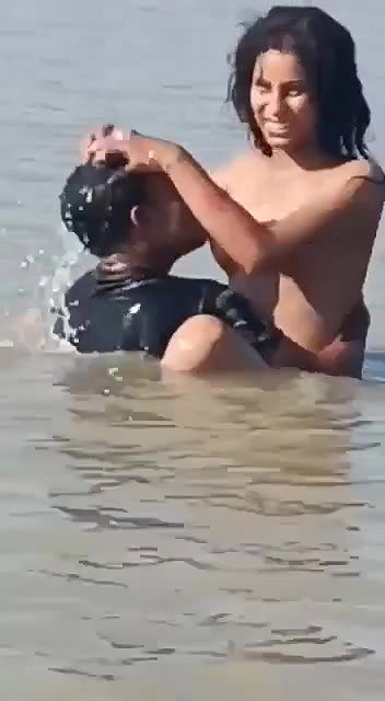 fucking Desi Randi sitting on shallow river bed
