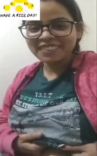 Indian cute girl in glasses showing her boobs