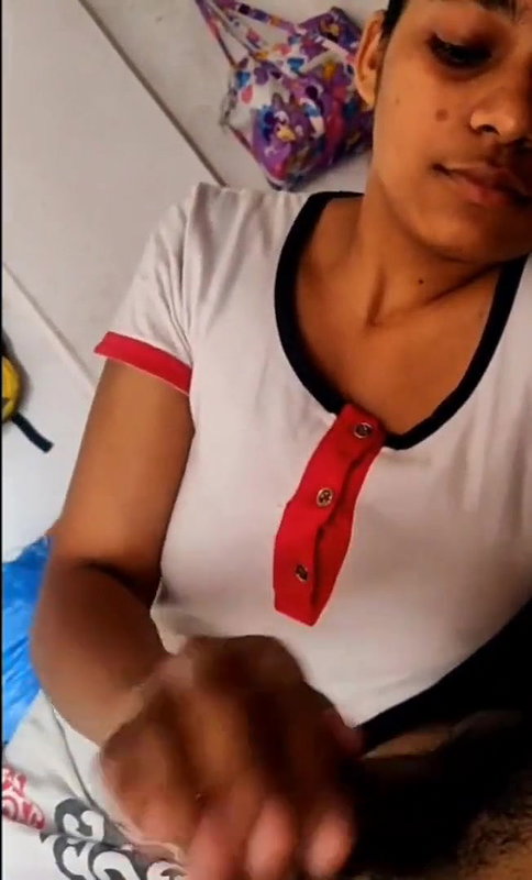 Indian cute girl oiling dick before sex