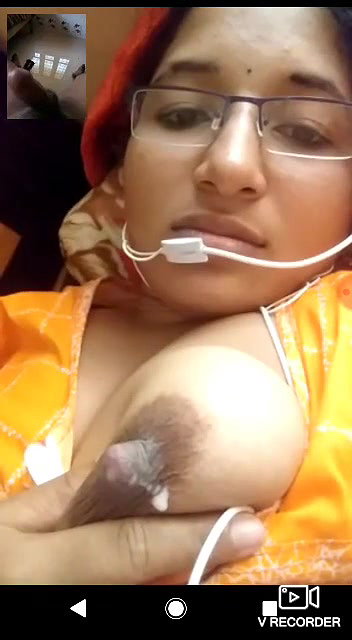 beautiful wife milking her boobs on VC