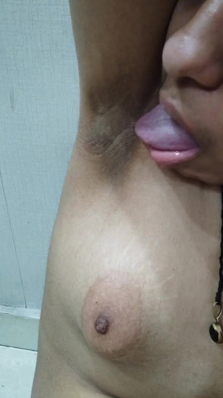 cute young indian gf showing boobs and licking armpit