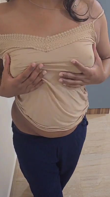 Indian girl pressing boob and showing her naked body