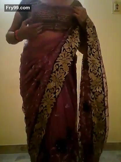 North Indian Wife Strip Sari