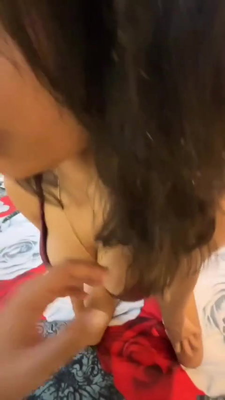 Sexy Indian Girl Pressing Her Boobs Enjoying With Boyfriend