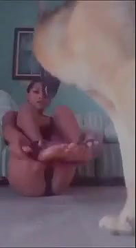 desi girl enjoys with dog
