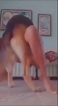 desi girl enjoys with dog