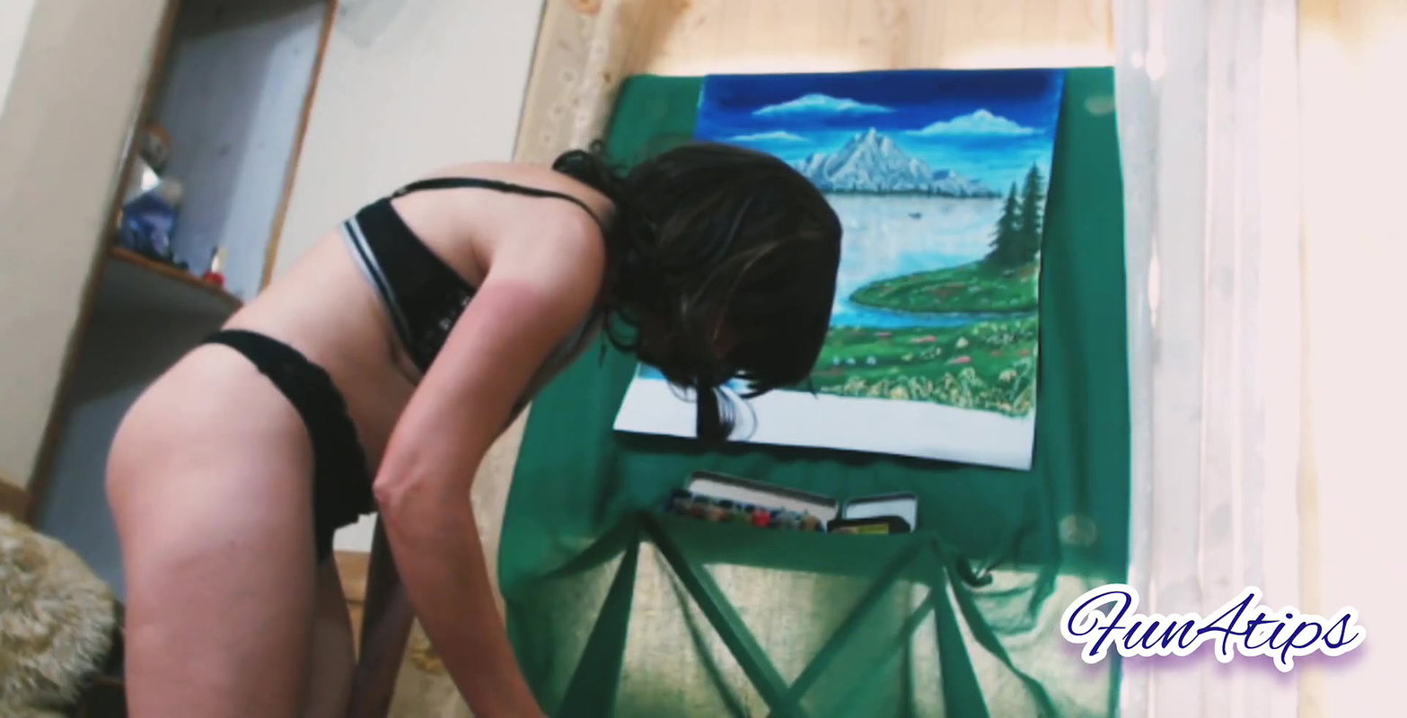 Drawing Painting In Hot Black Bikini