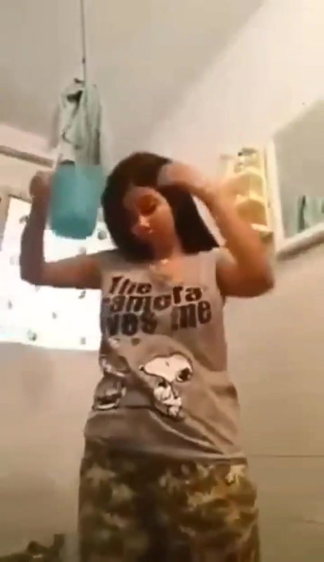 busty girl bathing