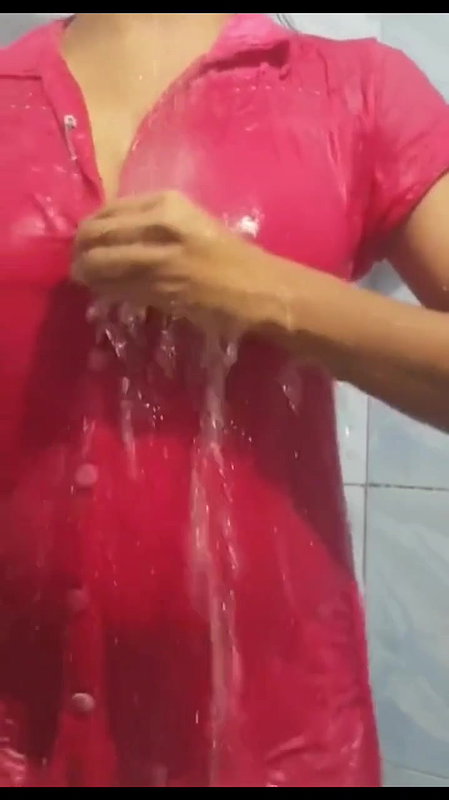 red shirt girl bathing