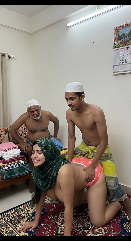 super hit 3some threesome sex with beautiful hijabi muslim woman