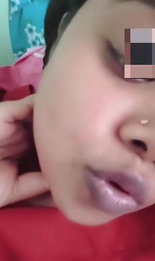 Indian girl pressing her boobs