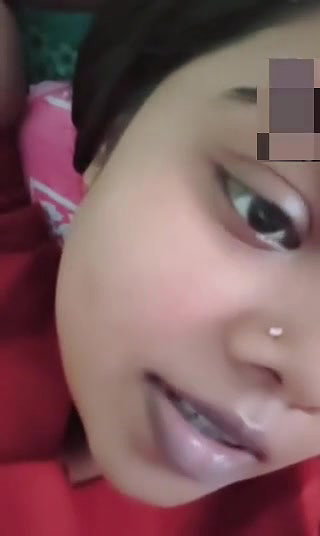 Indian girl pressing her boobs