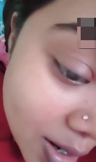 Indian girl pressing her boobs