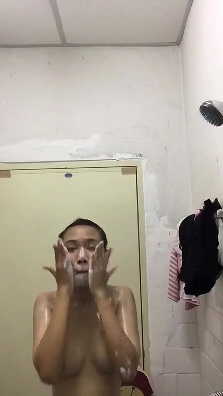 cute girl bathing