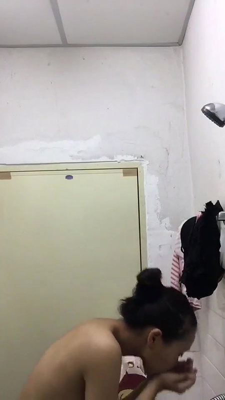 cute girl bathing