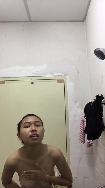 cute girl bathing