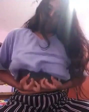 Hot girl pressing her boobs and show