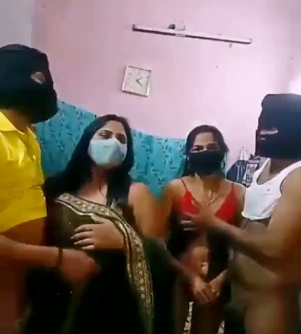 foursome guys enjoying and showing live