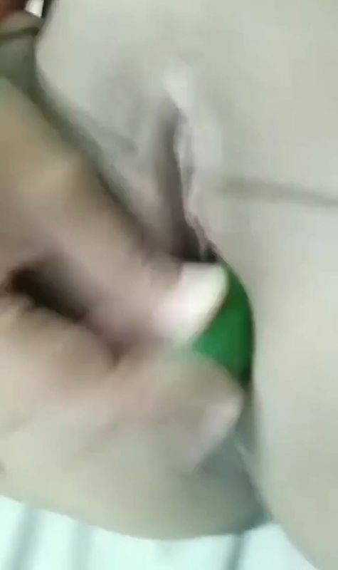Muslim hijab Arab girl Fucking her Anal and pussy with cucumber