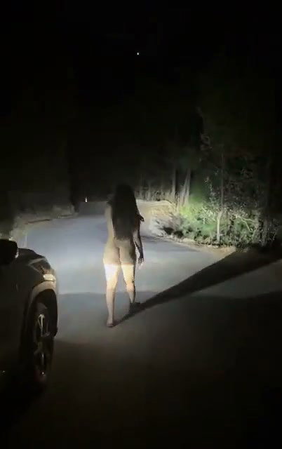 Hot Indian girl walking nude on the road