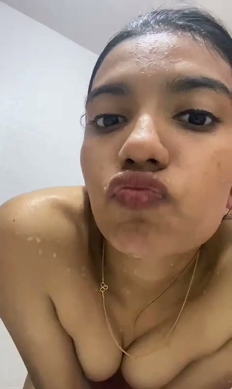 beautiful slim girl bathing nude