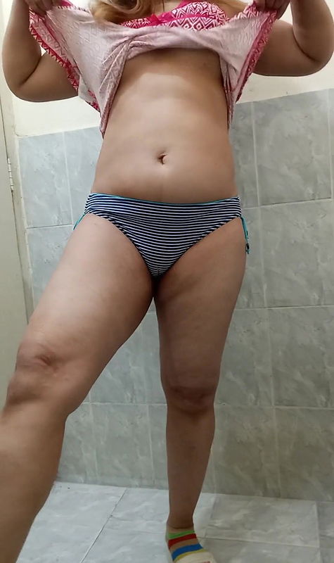 Real Pakistani Wife Striping Her Pink Nighty and Playing With Her Body