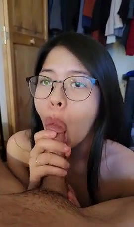 Extremely Cute Asian Teen Nerd Sucking College Guy