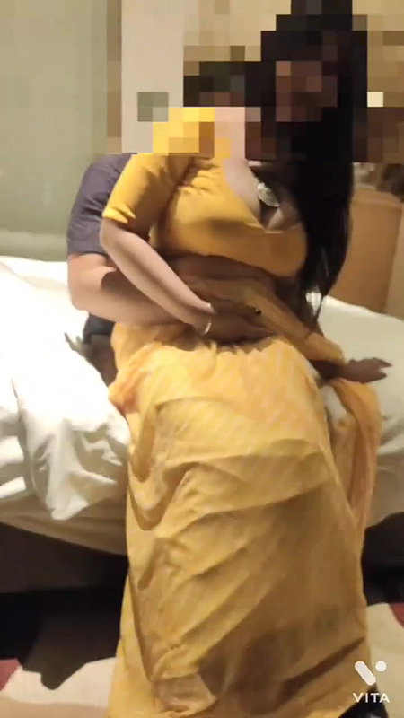 Desi wife in yellow saree shared