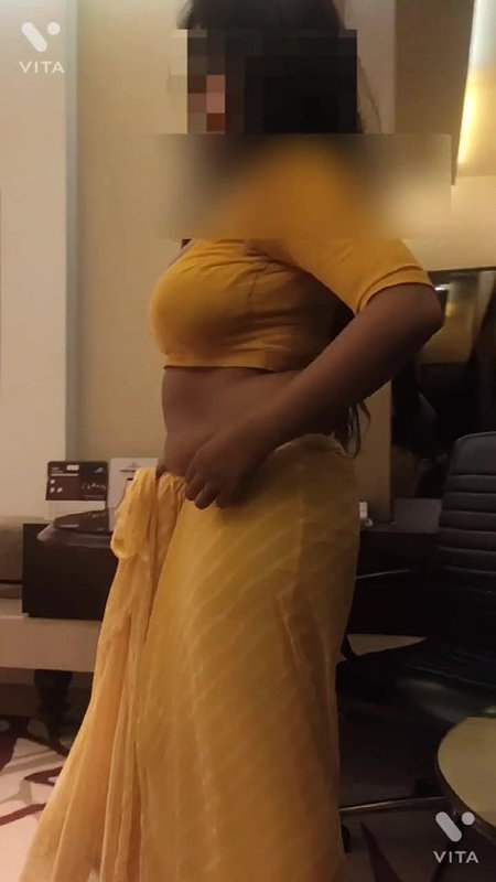 Desi wife in yellow saree shared