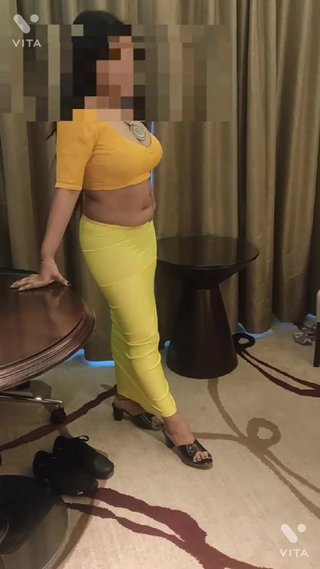 Desi wife in yellow saree shared